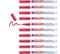 edding 751 marquer peinture brillante - rouge - 10 feutres peinture brillante - pointe ronde 1-2mm - pour dessin, coloriage, scrapbooking - étanche, très opaque