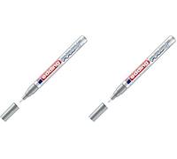 Edding 751 Marqueur peinture brillante - argent (métallisé) - 1 feutre peinture brillante - pointe ronde 1-2mm - pour dessin, coloriage, scrapbooking - étanche, très opaque (Lot de 2)
