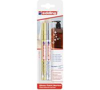 edding 751 Marqueur peinture brillante - or, argent - 2 feutres peinture brillante - pointe ronde 1-2mm - pour dessin, coloriage, scrapbooking - étanche, très opaque