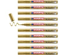 edding 753 marqueur peinture brillante calligraphie - or - 10 marqueur peinture - pointe calligraphique 1-2,5 mm - pour verre, pierre, plastique, papier - imperméable, très opaque - lettrage, bujos