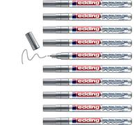 edding 780 marquer peinture brillante - argent - 10 feutres peinture brillante - pointe extra fine 0,8 mm - pour dessin, coloriage, scrapbooking - étanche, très opaque