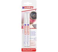 edding 780 Marqueur peinture brillante - blanc - 2 feutres peinture brillante - pointe extra fine,8 mm - pour dessin, coloriage, scrapbooking - étanche, très opaque