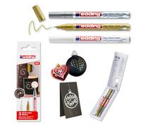 edding Marqueur peinture 780 – pointe extra-fine 8 mm – blanc, doré, argent (métallisé) – 3 feutres