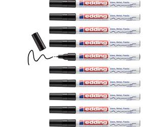 edding 780 Marqueur peinture brilliante - noir - 10 feutres peinture brillante - pointe extra fine 0,8 mm - pour dessin, coloriage, scrapbooking - étanche, très opaque