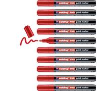 Edding 790 marqueur à peinture - rouge - 10 feutres - pointe ronde 2-3 mm - marqueur à peinture pour le marquage et l'étiquetage du métal, du verre, de la pierre ou du plastique - très opaque