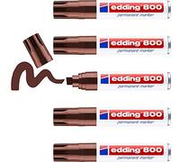 Edding 800 Marqueur permanent - marron - 5 stylos - pointe biseautée 4-12 mm - pour des marquages larges - sèche vite, résiste à l'eau et aux frottements - pour carton, plastique, bois, métal, verre