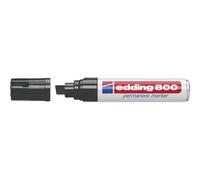 Edding 800 Marqueur Permanent - Noir - 1 Stylo - Pointe Biseautée 4-12 Mm - Pour Des Marquages Larges - Sèche Vite, Résiste À L'eau Et Aux Frottements - Pour Carton, Plastique, Bois, Métal, Verre
