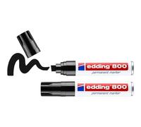 Edding 800 Marqueur Permanent - Noir - 2 Stylos - Pointe Biseautée 4-12 Mm - Pour Des Marquages Larges - Sèche Vite, Résiste À L'eau Et Aux Frottements - Pour Carton, Plastique, Bois, Métal, Verre