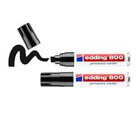 edding 800 Marqueur permanent - noir - 2 stylos - pointe biseautée 4-12 mm - pour des marquages larges - sèche vite, résiste à l'eau et aux frottements - pour carton, plastique, bois, métal, verre