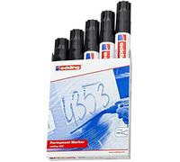 edding 800 Marqueur permanent - noir - 5 stylos - pointe biseautée 4-12 mm - pour des marquages larges - sèche vite, résiste à l'eau et aux frottements - pour carton, plastique, bois, métal, verre