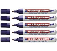edding 8280 Securitas Lot de 5 marqueurs UV, incolore, pointe ogive 1,5-3 mm