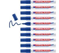 edding 8300 Marqueur permanent spécial industrie - bleu - 10 stylos - pointe ronde 1,5-3 mm - pour marquer de façon permanente des surfaces légèrement huileuses et poussiéreuses