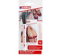 Edding 8408 Set de Marqueurs pour Chaussures - Noir - 1 Stylo et 10 étiquettes - Plume Ronde 0,75 mm - pour écrire sur des étiquettes de Chaussures Personnelles