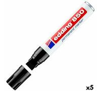 Edding 850 Marqueur permanent - noir - 5 stylos - pointe biseautée 5-15 mm - pour des marquages larges - sèche vite, résiste à l'eau et aux frottements - pour carton, plastique, bois, métal, verre