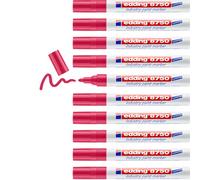edding 8750 industry paint marker - rouge - 10 stylos - pointe ronde 2-4 mm - marqueur pour peinture pour écrire sur des surfaces poussiéreuses, légèrement huileuses, pneus, métal, verre et bois