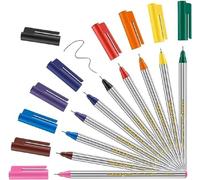 Edding 89 Feutre fin - Etui de 10 couleurs vives - Pointe ronde extra-fine,3 mm - Feutre fin pour une écriture fine et précise, pour souligner, dessiner - pour le bureau, l'école et la maison