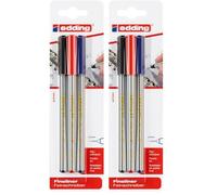 Edding 89 Feutre fin - Noir rouge bleu - 3 stylos - Pointe ronde extra-fine,3 mm - Feutre fin pour une écriture fine et précise, pour souligner, dessiner - pour le bureau, l'école et la maison