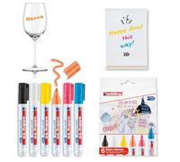 edding Marqueur pour verre 95 – pointe ronde 1,5–3 mm – 4 stylos multi-couleur – effaçable à sec