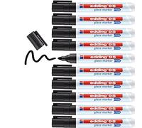 edding 95 marqueur pour verre - noir - 10 stylos - pointe ronde 1,5-3 mm - marqueurs effaçables pour vitres - marquer des surfaces en verre (vitres, tableaux,tableau blancs) - effaçables à sec