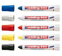 edding 950 Marqueur spécial industrie - 5 stylos - Craie à base de pâte - marqueur pour écrire sur métal, roches, bois - surfaces rugueuses ou humides - permanent, étanche