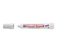 edding 950 Marqueur spécial industrie - blanc - 1 stylo - pointe ronde 10 mm - marqueur pour écrire sur métal, roches, bois - surfaces rugueuses ou humides - permanent, étanche