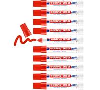 edding 950 Marqueur spécial industrie - rouge - 10 stylos - pointe ronde 10 mm - marqueur pour écrire sur métal, roches, bois - surfaces rugueuses ou humides - permanent, étanche