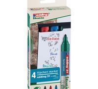 Edding E-31 EcoLine Marqueur permanent pointe ogive moyenne - Pochette de 4 couleurs assorties