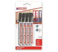 Edding - Feutre 3000 rond 1,5-3 mm noir, blister de 4 pièces