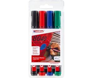 Edding - Feutre 330, largeur de pointe 1,5-5 mm, assortiment, blister de 4 pièces