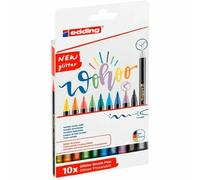 edding 1340 Feutre paillettes - multicolore - 10 stylos pinceau à effet pailleté- pointe pinceau flexible 1-6 mm -idéal pour le handlettering, l'écriture, le dessin et le coloriage de grandes surfaces