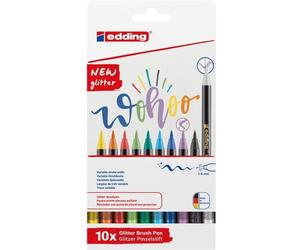 Edding - Feutres pinceaux 1340 pailletés, assortis, lot de 10