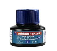 Edding FTK 25 recharge d'encre - bleu - 25 ml - avec système capillaire idéal pour un remplissage propre et simple de presque tous les marqueurs pour tableaux de conférence.