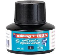 Edding FTK 25 recharge d'encre - noir - 25 ml - avec système capillaire, idéal pour recharger proprement et sans complication presque tous les marqueurs pour tableaux de conférence.