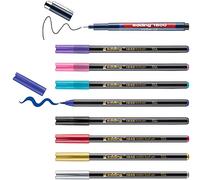 Edding Happy Lettering 9+2 set-8 stylos aux couleurs vives et métallisées,1 fineliner-set de démarrage parfait pour les amateurs de lettrage-avec étiquettes cadeaux et mélangeur de couleurs