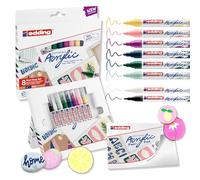 edding Kit pour débutants peinture acrylique petit - marqueurs acryliques fins,moyens, bloc de cartes postales - etui de 8 couleurs (nordiques) - peinture acrylique pour la toile,la pierre