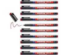 Edding Lot De 10 Feutres Permanent 141f Rouge Pointe Fine 0,6 Mm