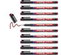 Edding Lot De 10 Feutres Permanent 142m Rouge Pointe Moyenne 1 Mm