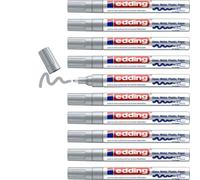 Edding Lot De 10 Marqueurs Peinture Permanent Laquée Toutes Surfaces Pointe Moyenne Argent