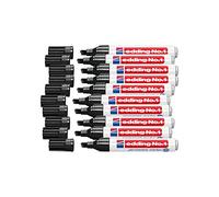 EDDING Lot de 10 Marqueurs Permanent no. 1 Noir Pointe Biseautée 1-5 mm