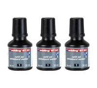 EDDING Lot de 3 Flacons 30ml Recharge D'encre Noir BT 30 pour Marqueur Tableau Blanc