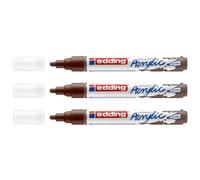 Edding Lot De 3 Marqueurs Acrylique 5100 Marron Chocolat Pointe Moyenne 2-3 Mm