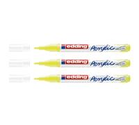 Edding Lot De 3 Marqueurs Acrylique Fin 5300 Jaune Fluorescent 1-2 Mm