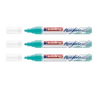 Edding Lot De 3 Marqueurs Acrylique Moyen 5100 Turquoise Opulent 2-3 Mm