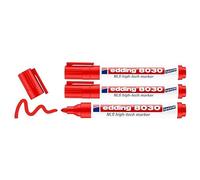 EDDING Lot de 3 Marqueurs NLS High-tech 8030 Inoxydable Rouge Pointe Ronde 1,5-3 mm