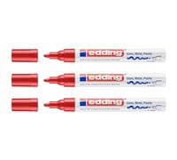 EDDING Lot de 3 Marqueurs Peinture brillante 750 Rouge Pointe Ronde 2-4 mm