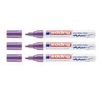 EDDING Lot de 3 marqueurs peinture brillante 750 - pointe ronde 2-4 mm - violet