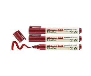 Edding Lot de 3 Marqueurs Permanent 22 Ecoline Rouge 1-5 mm