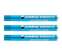 EDDING Lot de 3 Marqueurs Permanent 2200C Corps Alu Pointe Biseau Bleu clair 1-5 mm