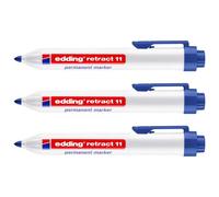 Edding Lot De 3 Marqueurs Permanent Retract 11 Bleu 1,5-3 Mm