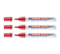EDDING Lot de 3 Marqueurs Permanent Spécial Industrie 8300 Rouge Pointe Ronde 1,5-3 mm
